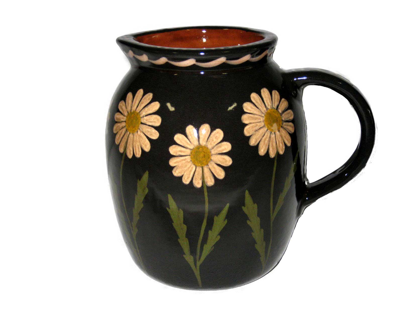 Rounded Pitcher with Daisies