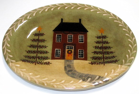 Red House with Christmas Scene Platter
