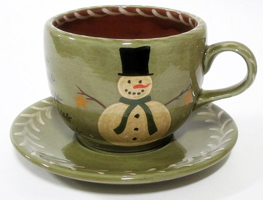 Snowman Over-Sized Cup and Saucer