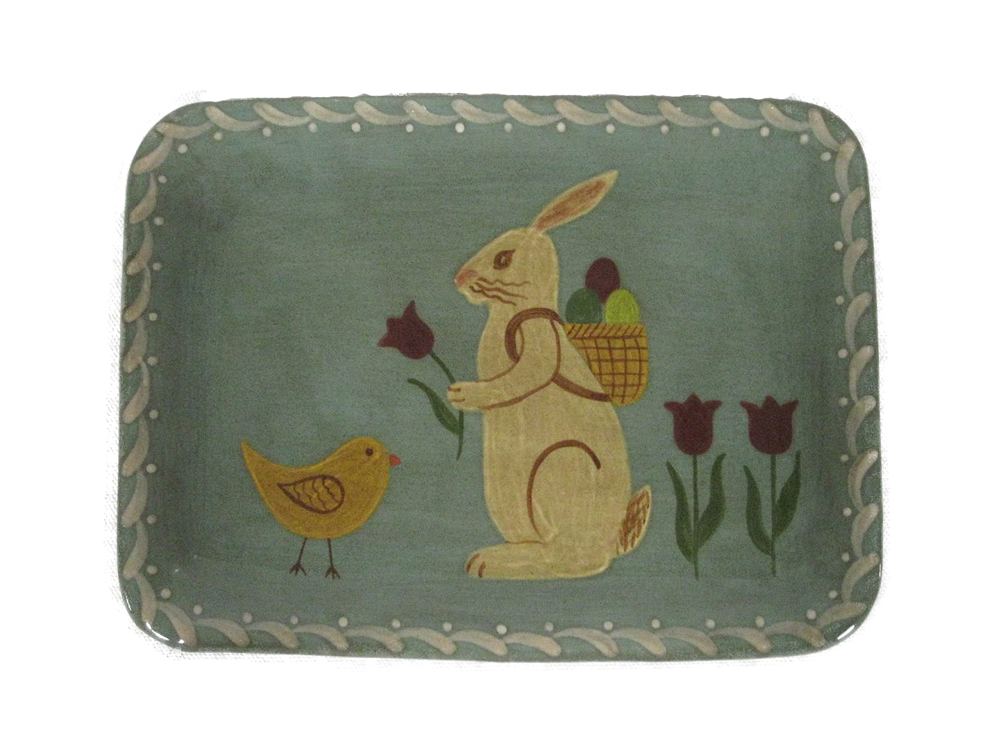 Small Tray with Bunny, Tulips and Chick
