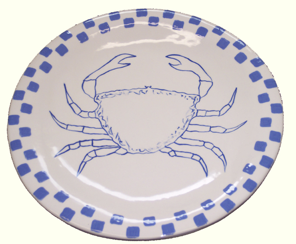 Large Round Plate with Crab