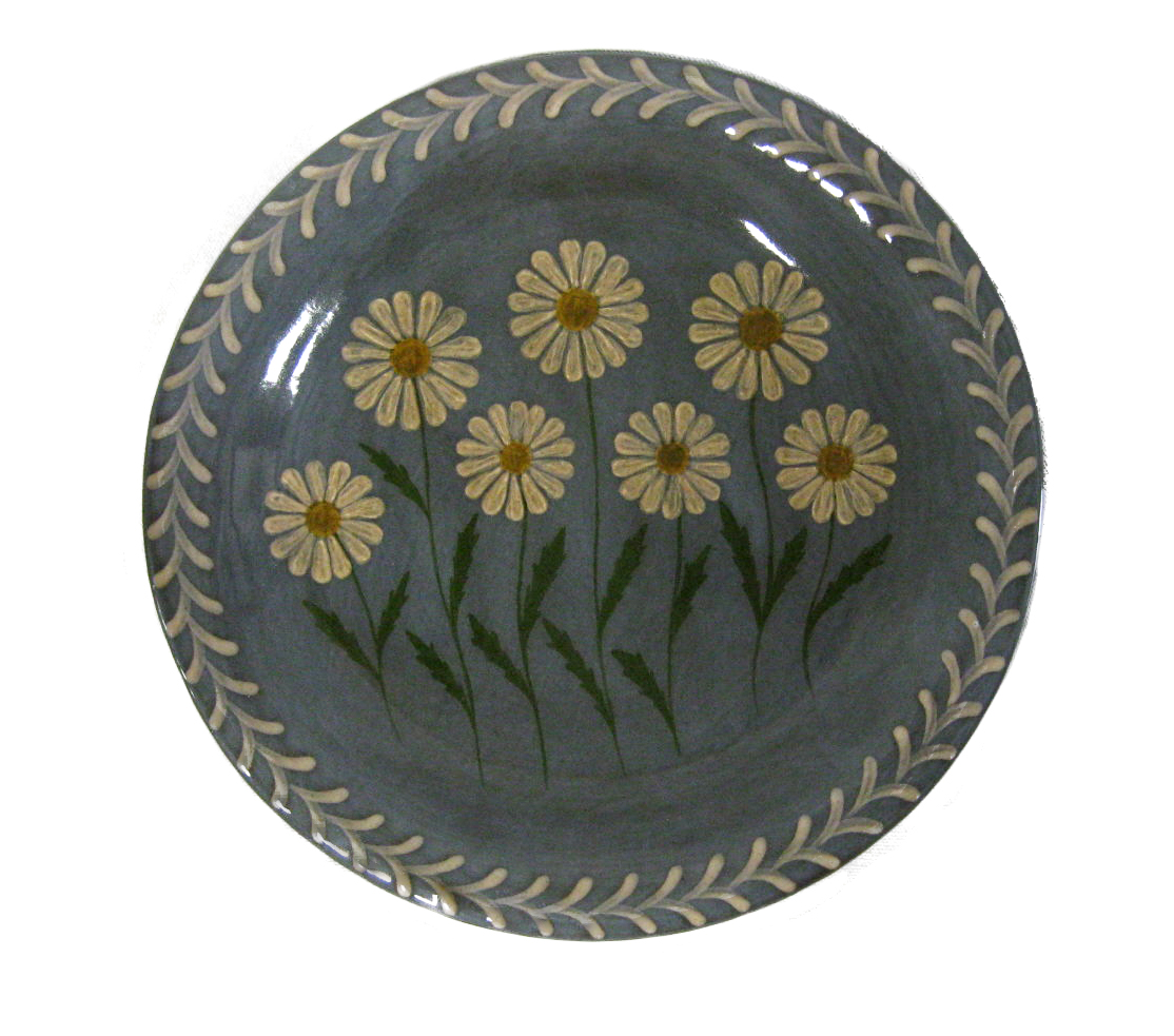 Round Plate with Row of Daisies