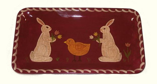 Small Tray with Easter Bunnies and Chick