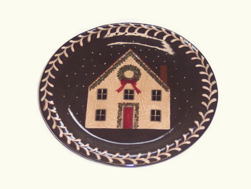 Round Plate with House and Wreath