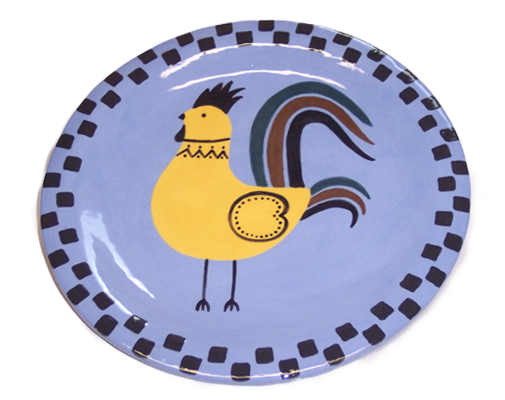 Large Round Plate with Rooster