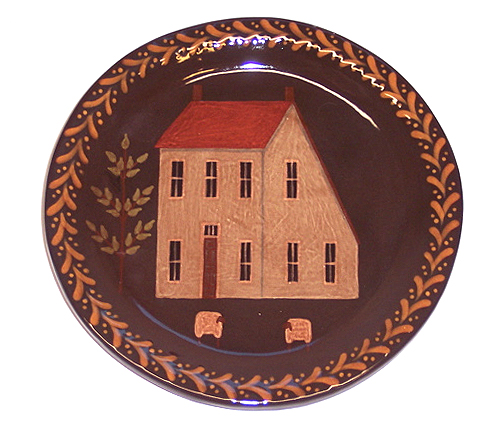 Round Plate with Saltbox House Scene