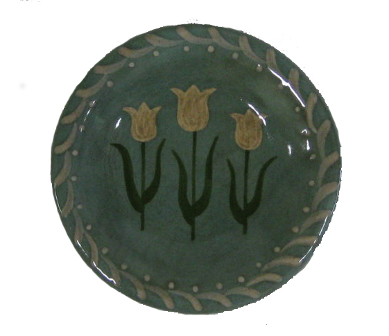 Round Plate with Row of Tulips